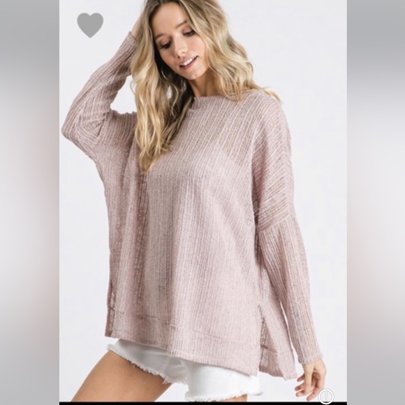 NEW•L-XL•See You In California Lightweight Blush Pink Sweater - Picture 1 of 15